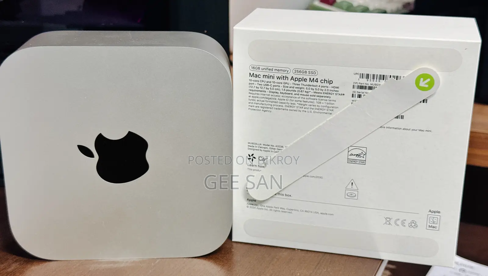 Desktop Computer Apple Mac Mini M4 16GB Apple M4 SSD 256GB