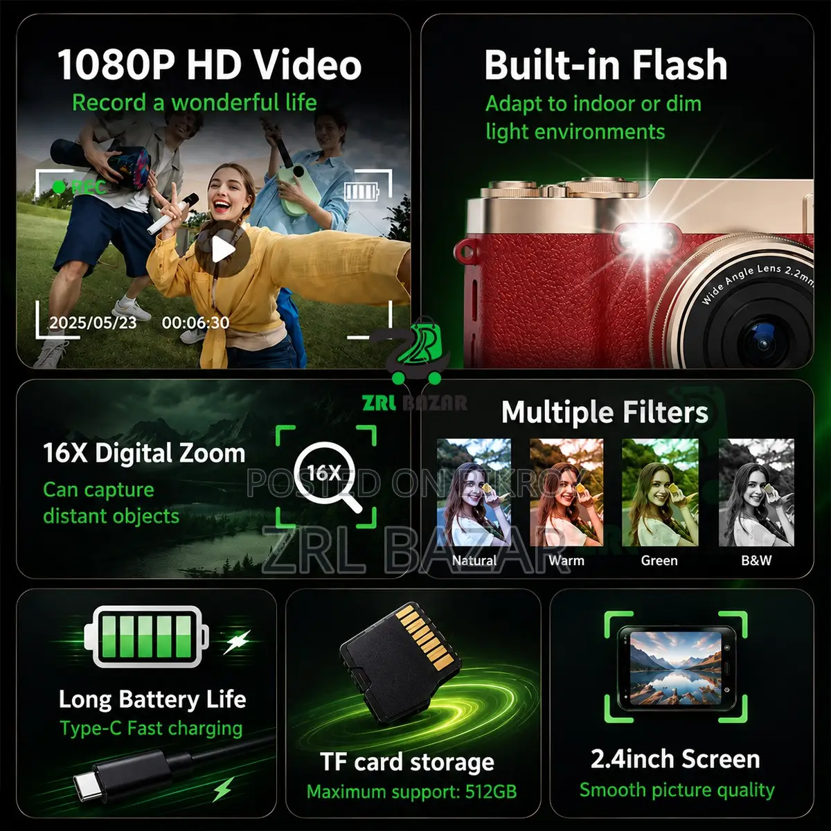 M9 Retro Flip Digital Camera | Dual Screen Camera With 16X Zoom