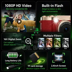 M9 Retro Flip Digital Camera | Dual Screen Camera With 16X Zoom
