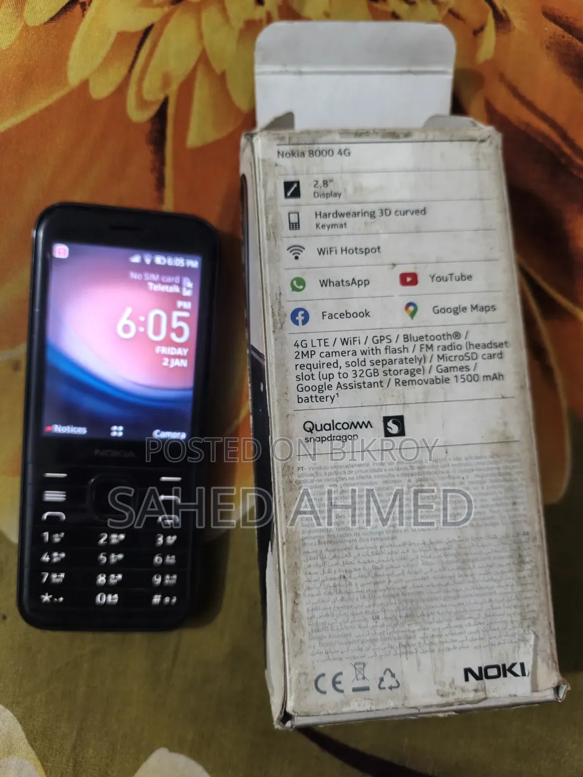নোকিয়া ৮০০০ ৪জি ৪ জিবি ব্ল্যাক
