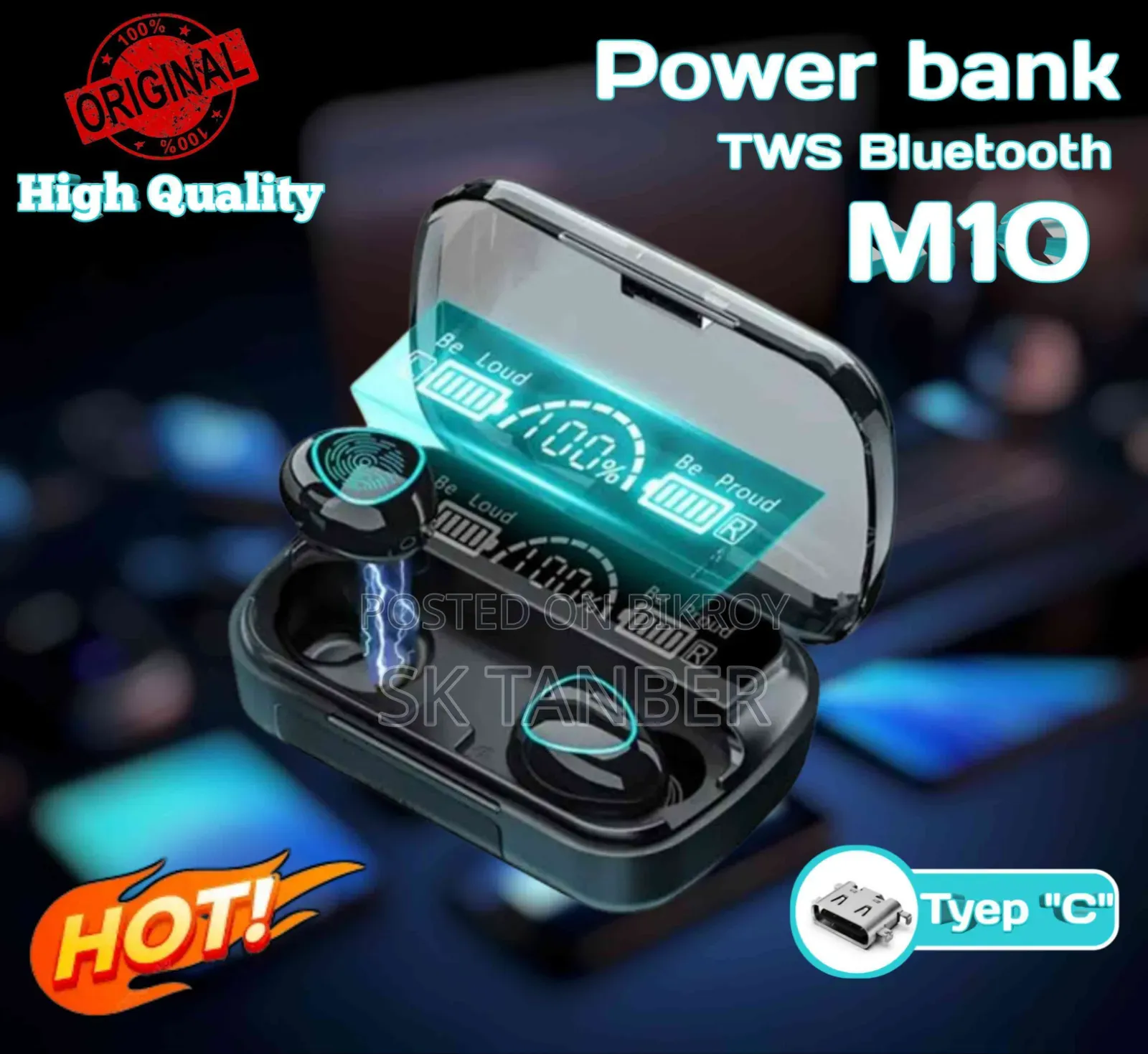 ⚡ M10 TWS Wireless Earbuds Type "C"