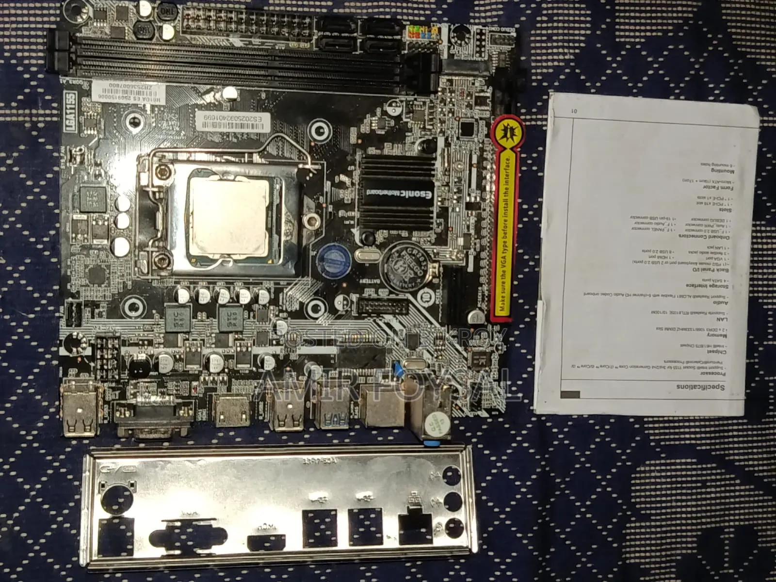 Esonic H61DA+ 3rd Generation CPU + Cooling Fan
