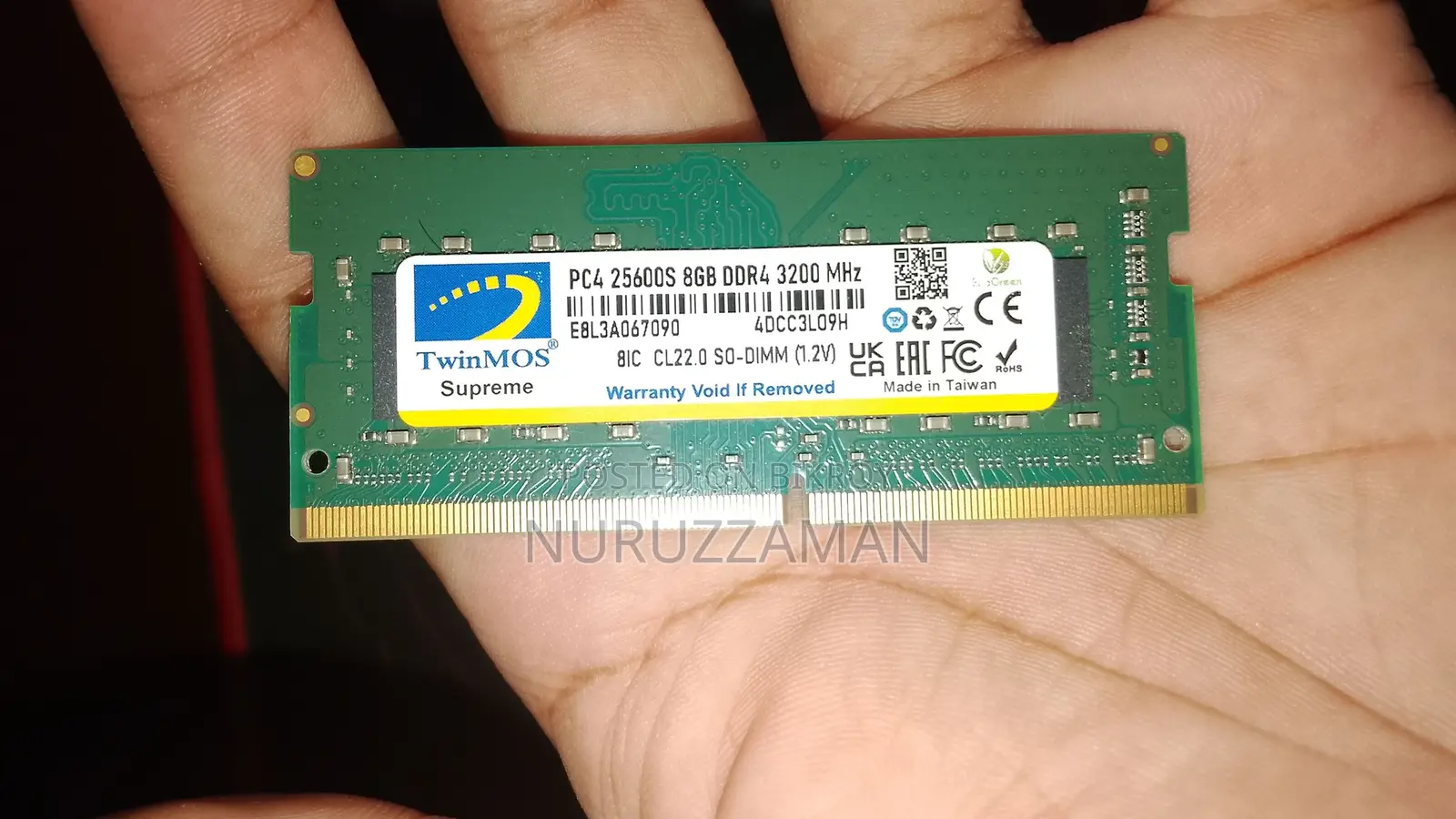 Laptop RAM 8 GB 3200 MHz TwinMOS