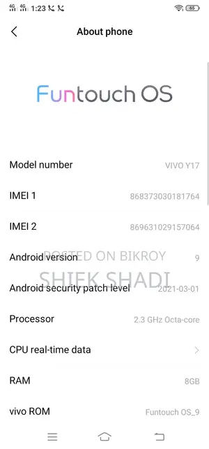 Vivo Y17 256 GB Blue