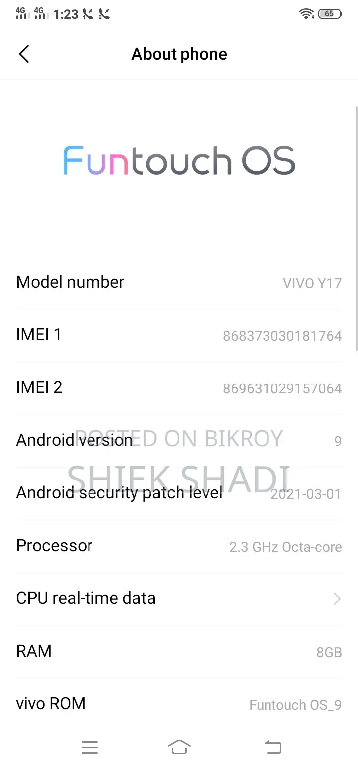 Vivo Y17 256 GB Blue