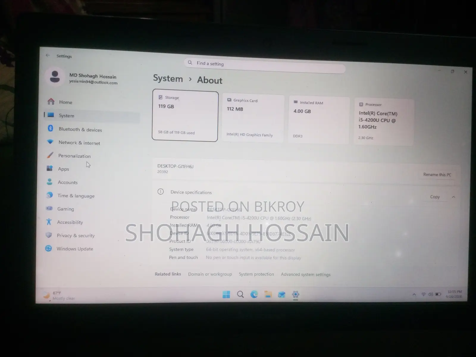 Laptop Lenovo 3000 G530 4GB Intel Core i5 SSD 4TB