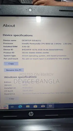 ল্যাপটপ HP ৪জিবি ইন্টেল পেন্টিয়াম এইচডিডি ৫০০জিবি