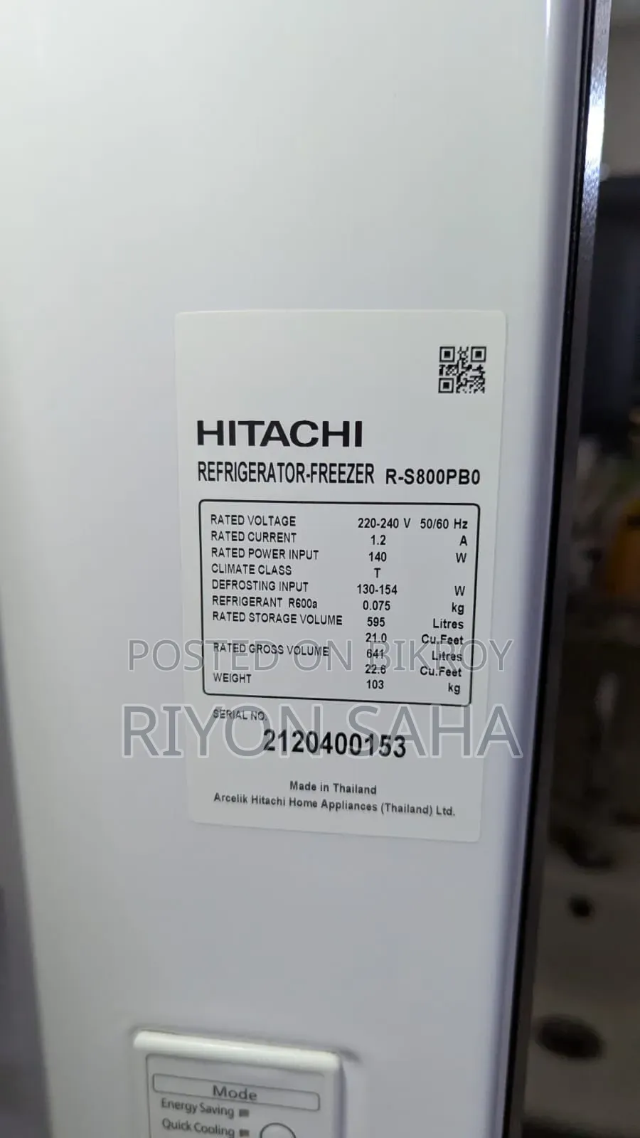 Hitachi 641L Side-by-Side Refrigerator – Like New Condition