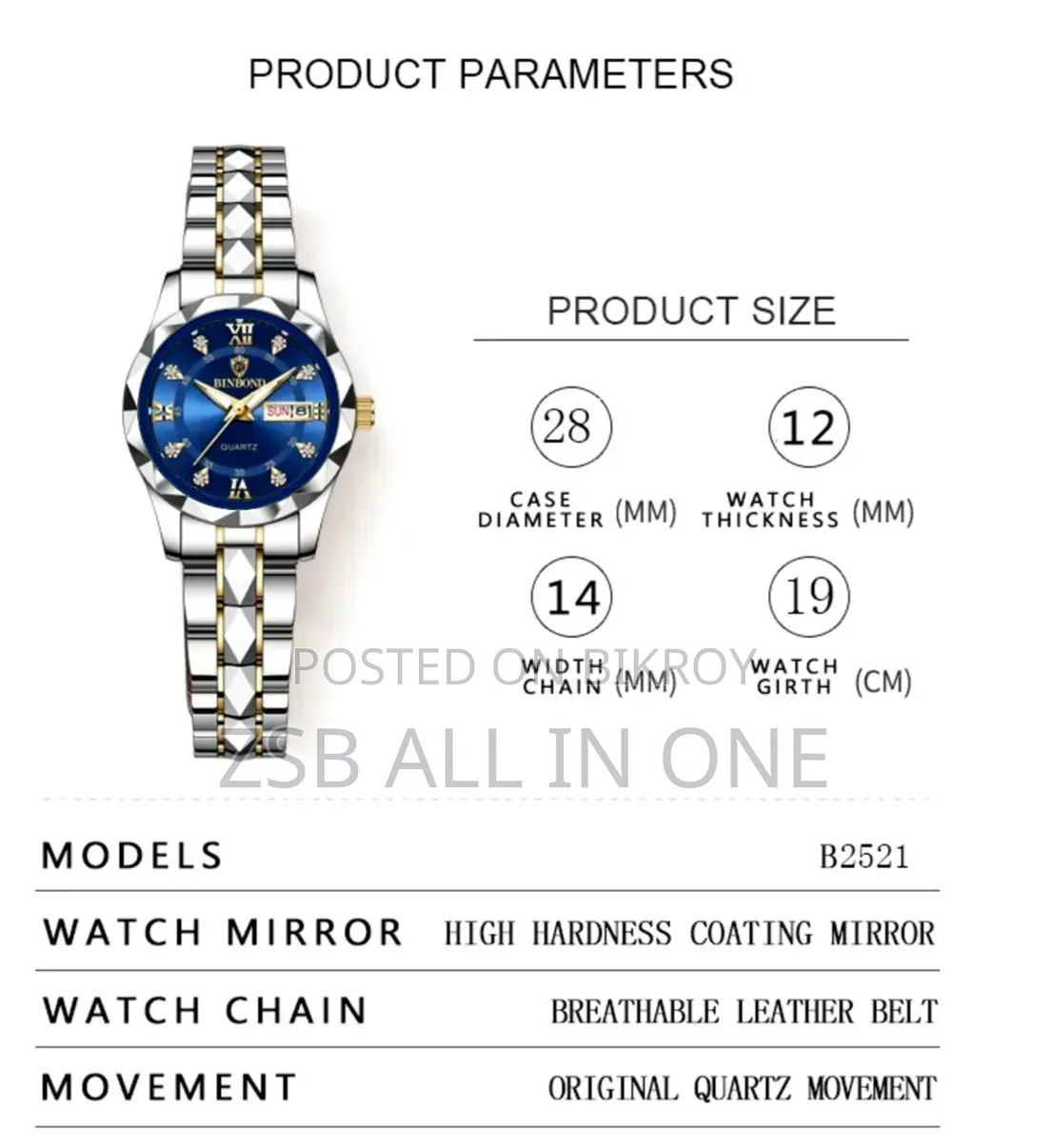 BINBOND Top Brand Luxury Fashion Business Womens Watches