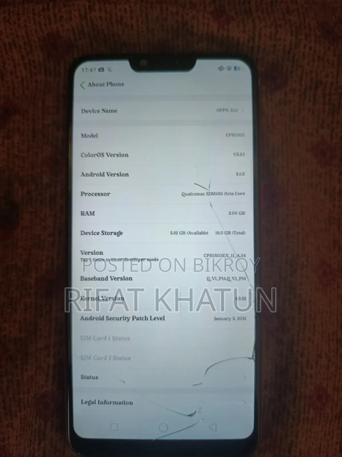 Oppo A3s 16 GB Red