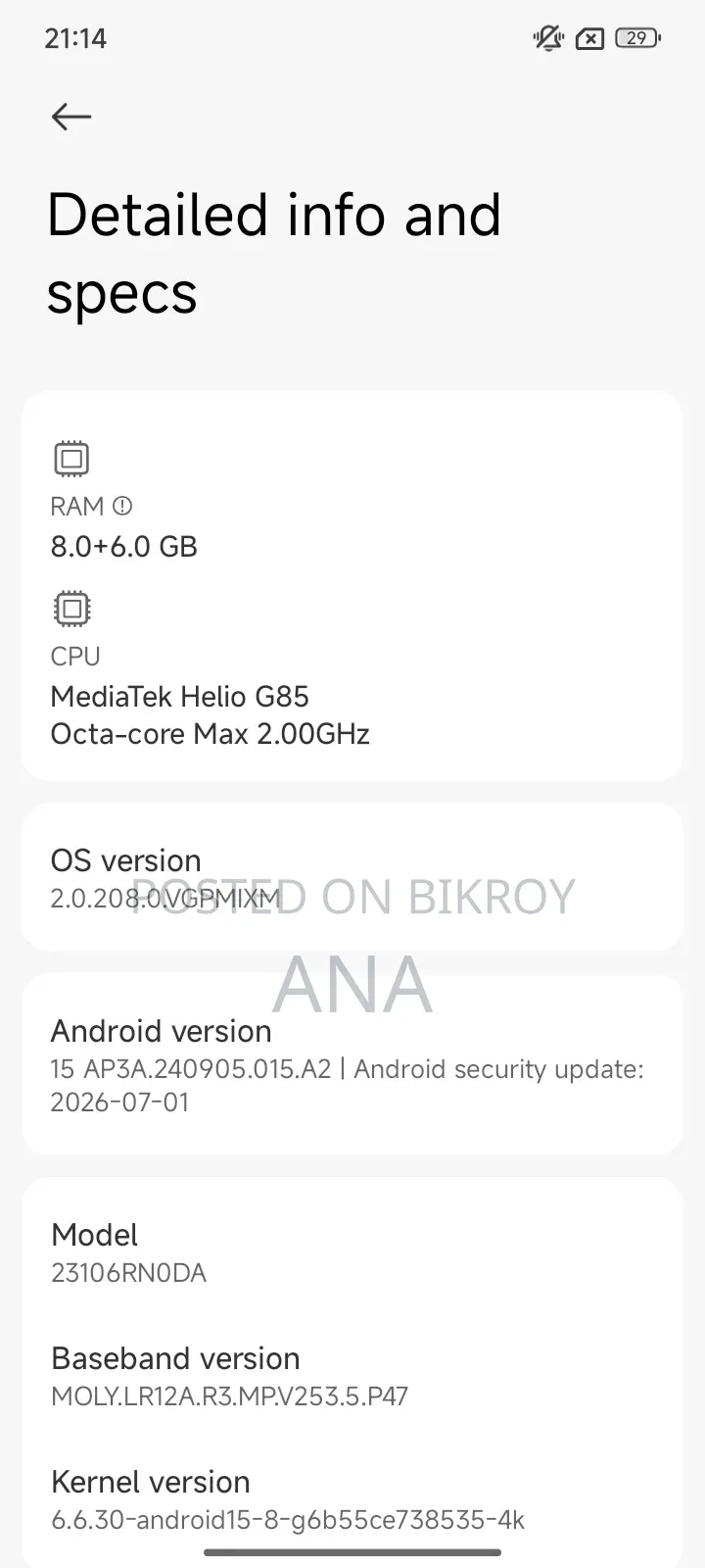 Xiaomi Redmi 13C 256 GB Gray