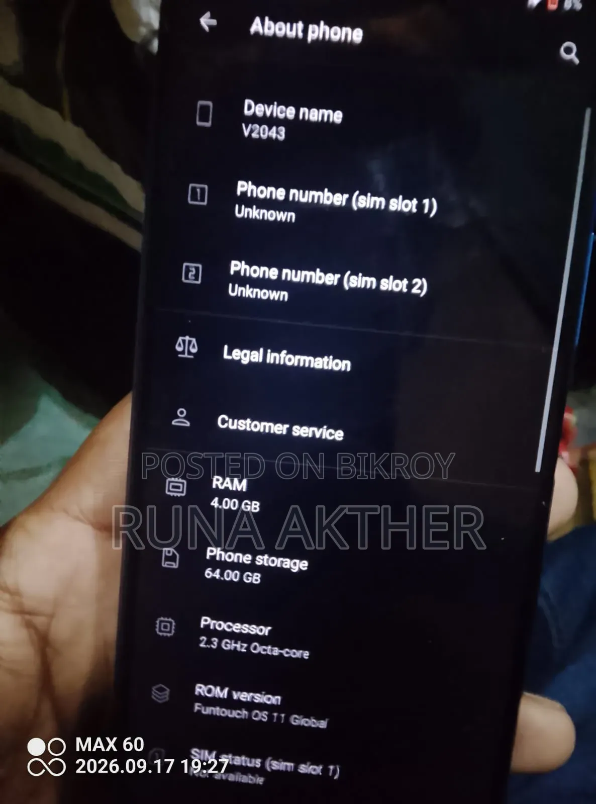 Vivo Y20 64 GB Blue