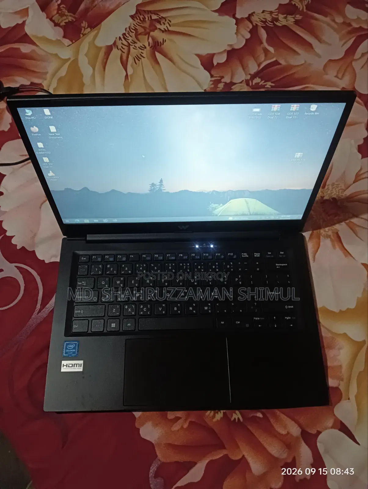 ল্যাপটপ ৮জিবি ইন্টেল সেলেরন এসএসডি ২৫৬জিবি