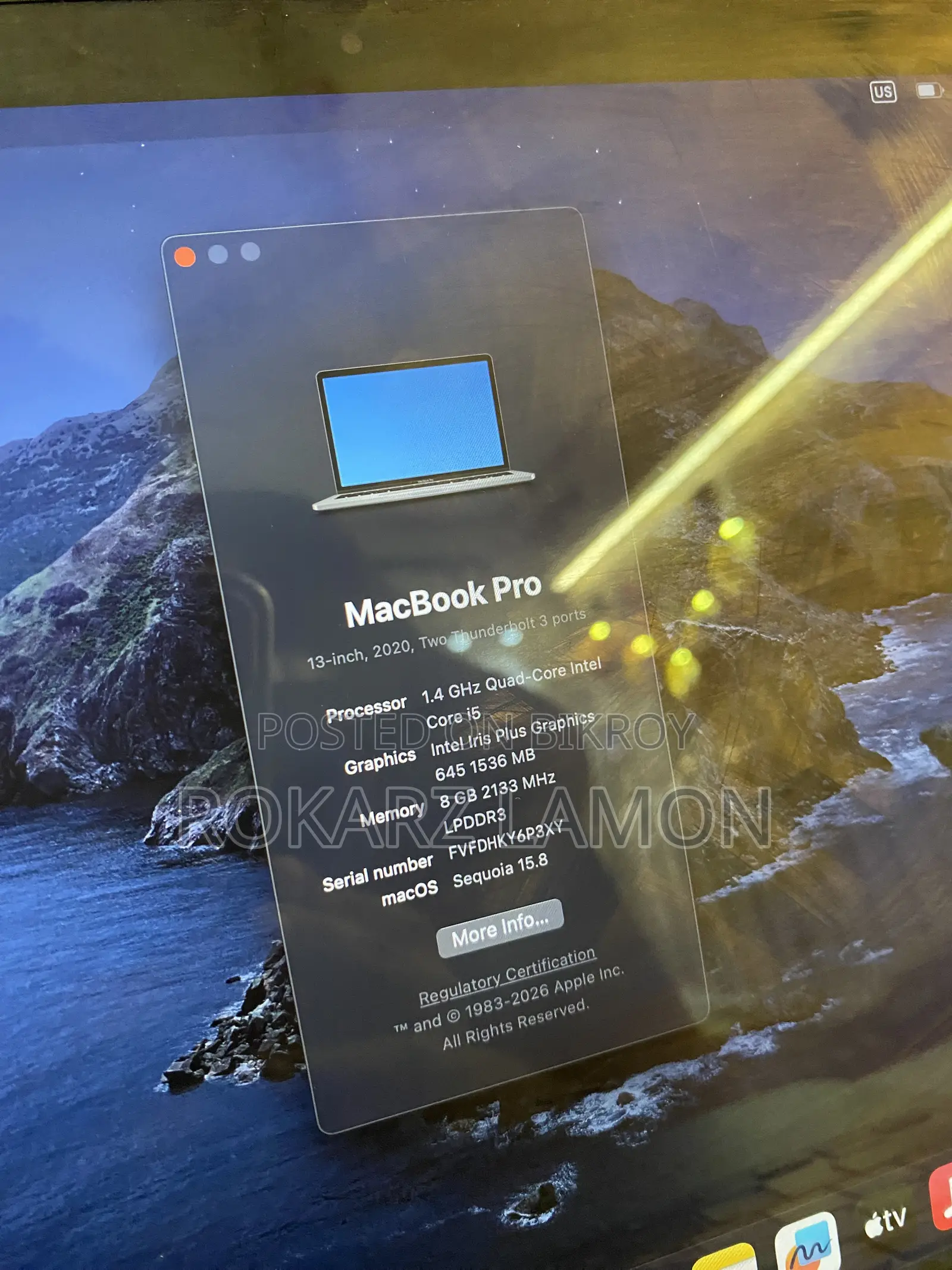 Laptop Apple MacBook Pro 2020 8GB Intel Core i5 SSD 256GB