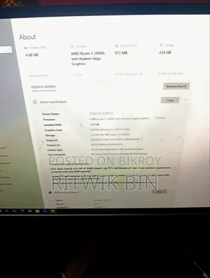 Desktop Computer 4GB AMD Ryzen 3 SSD 256GB