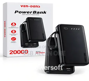 VEN-DENS VD-PB059 20000mAh Power Bank With Built-in Charging Cables