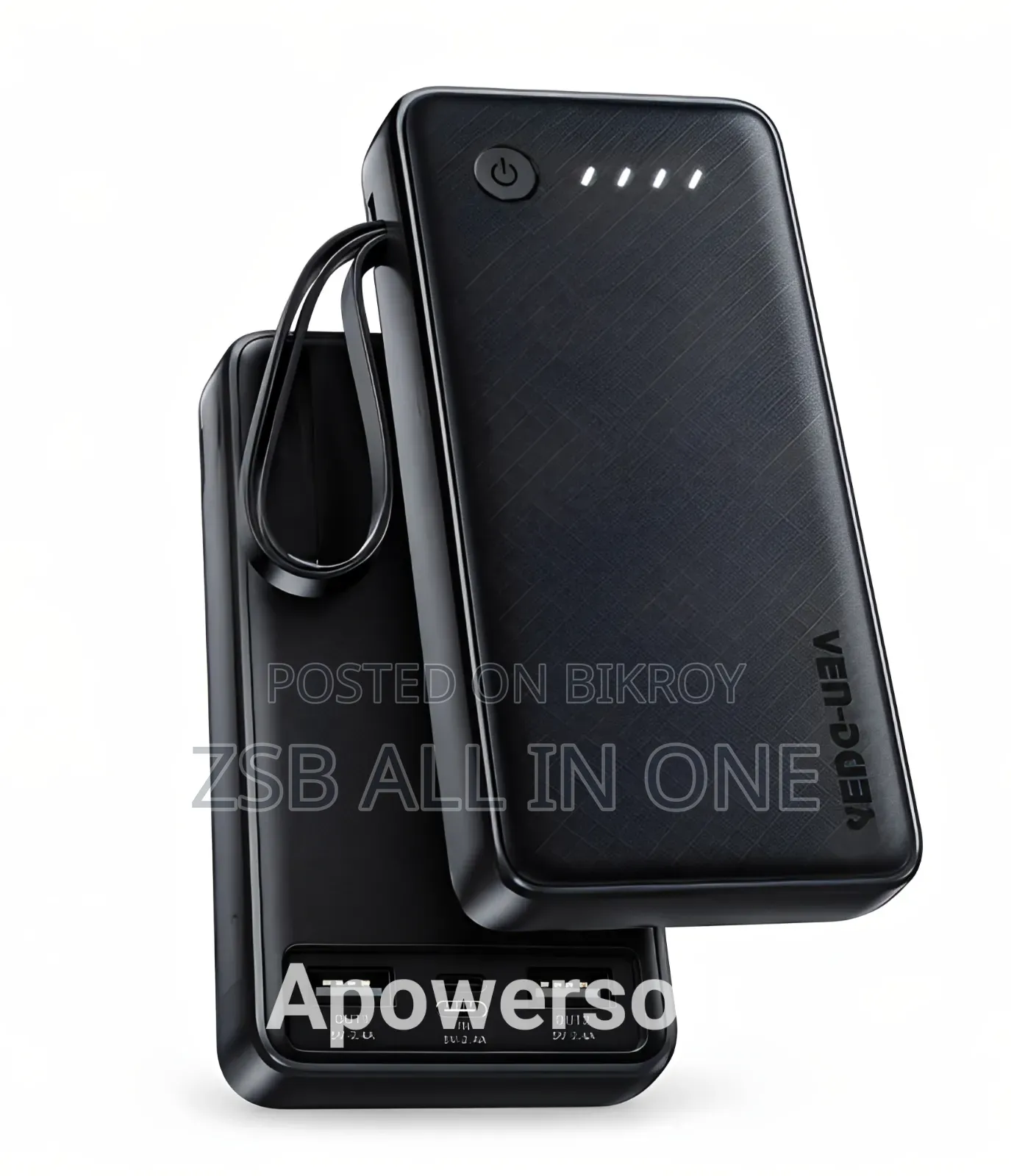 VEN-DENS VD-PB059 20000mAh Power Bank With Built-in Charging Cables