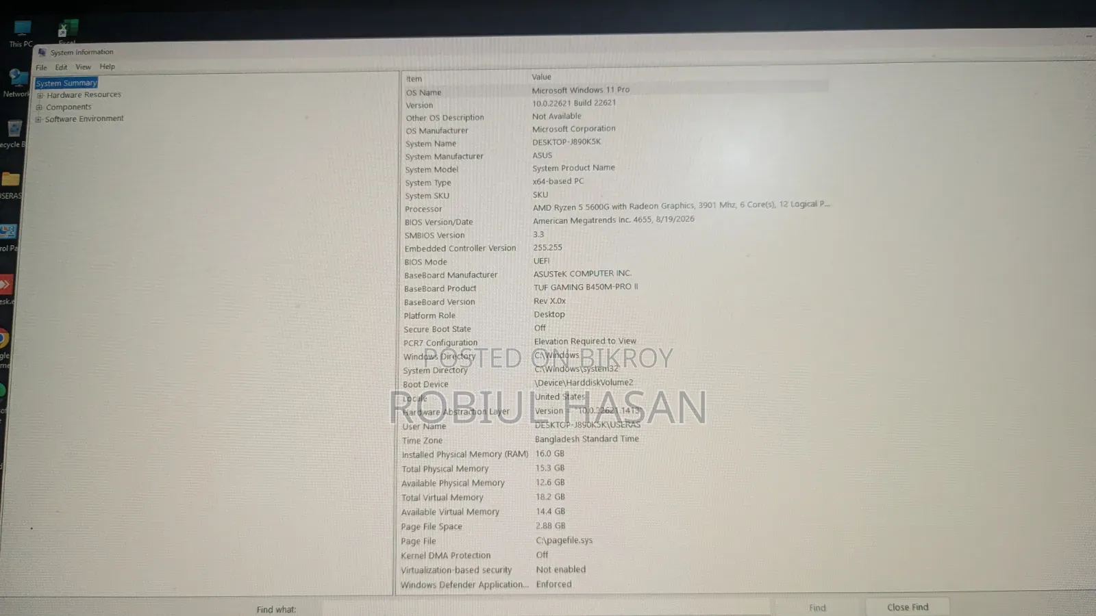 Desktop Computer Asus TUF Gaming FX10CP 16GB HDD+SSD 512GB