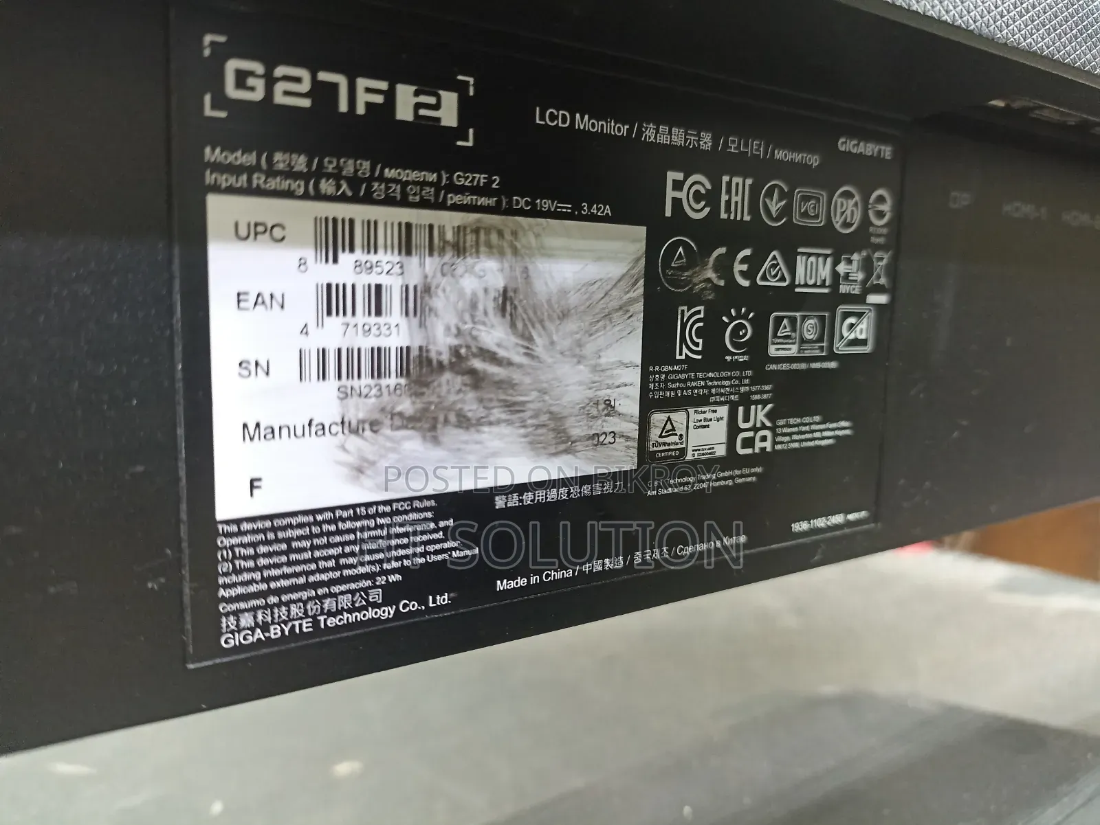 Gigabyte Gaming Monitor 27" | Full HD