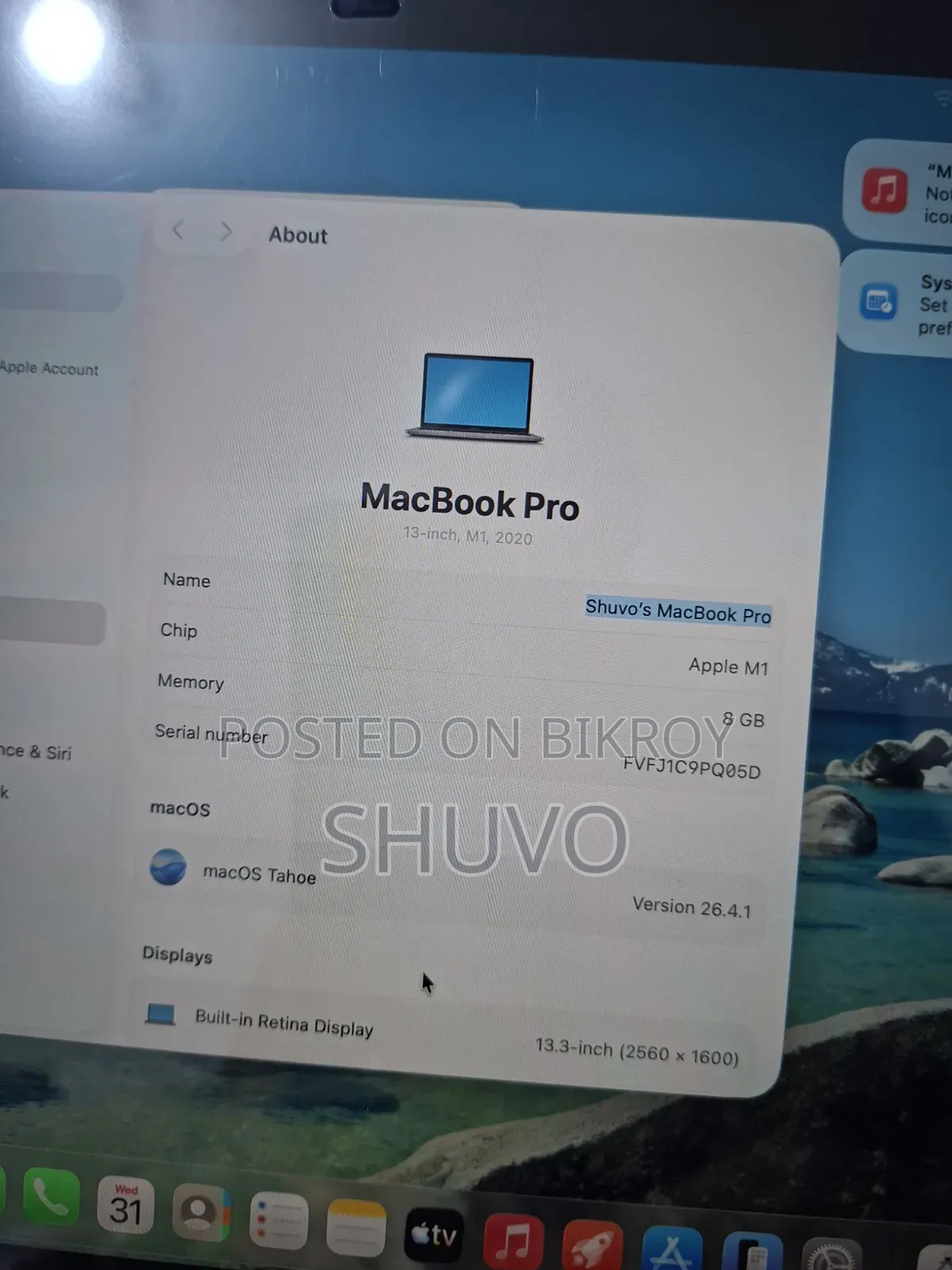 Laptop Apple MacBook Pro 2020 M1 8GB Apple M1 SSD 256GB