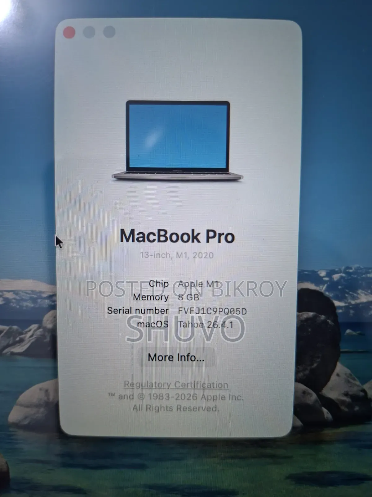 Laptop Apple MacBook Pro 2020 M1 8GB Apple M1 SSD 256GB