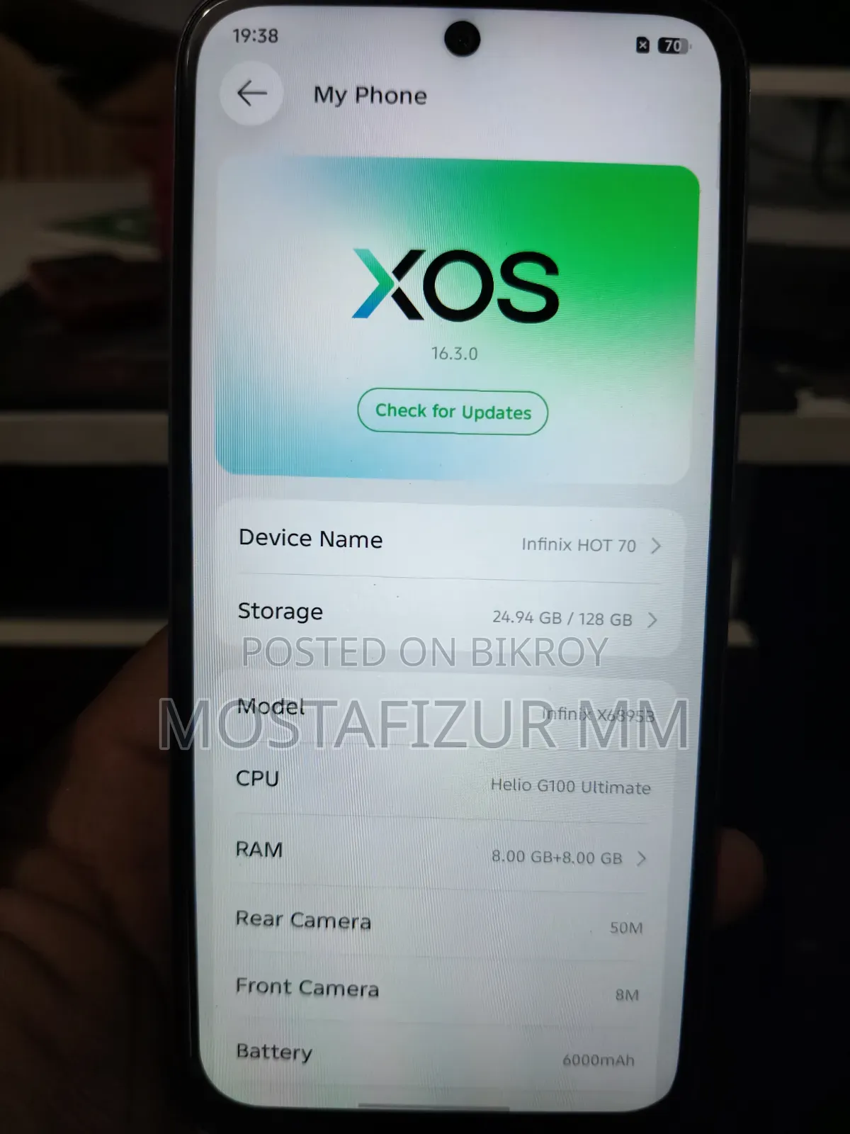 New Infinix Hot 70 128 GB Blue