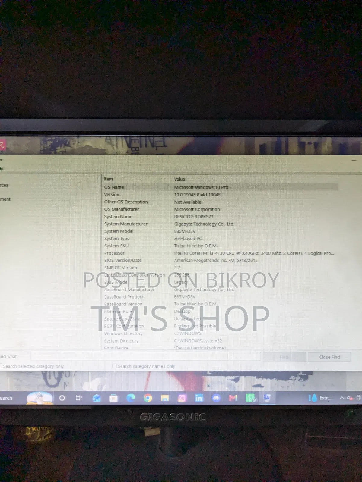 Desktop Computer Gigabyte 4GB Intel Core i3 SSD 512GB