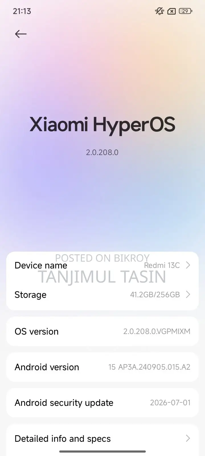 Xiaomi Redmi 13C 256 GB Gray