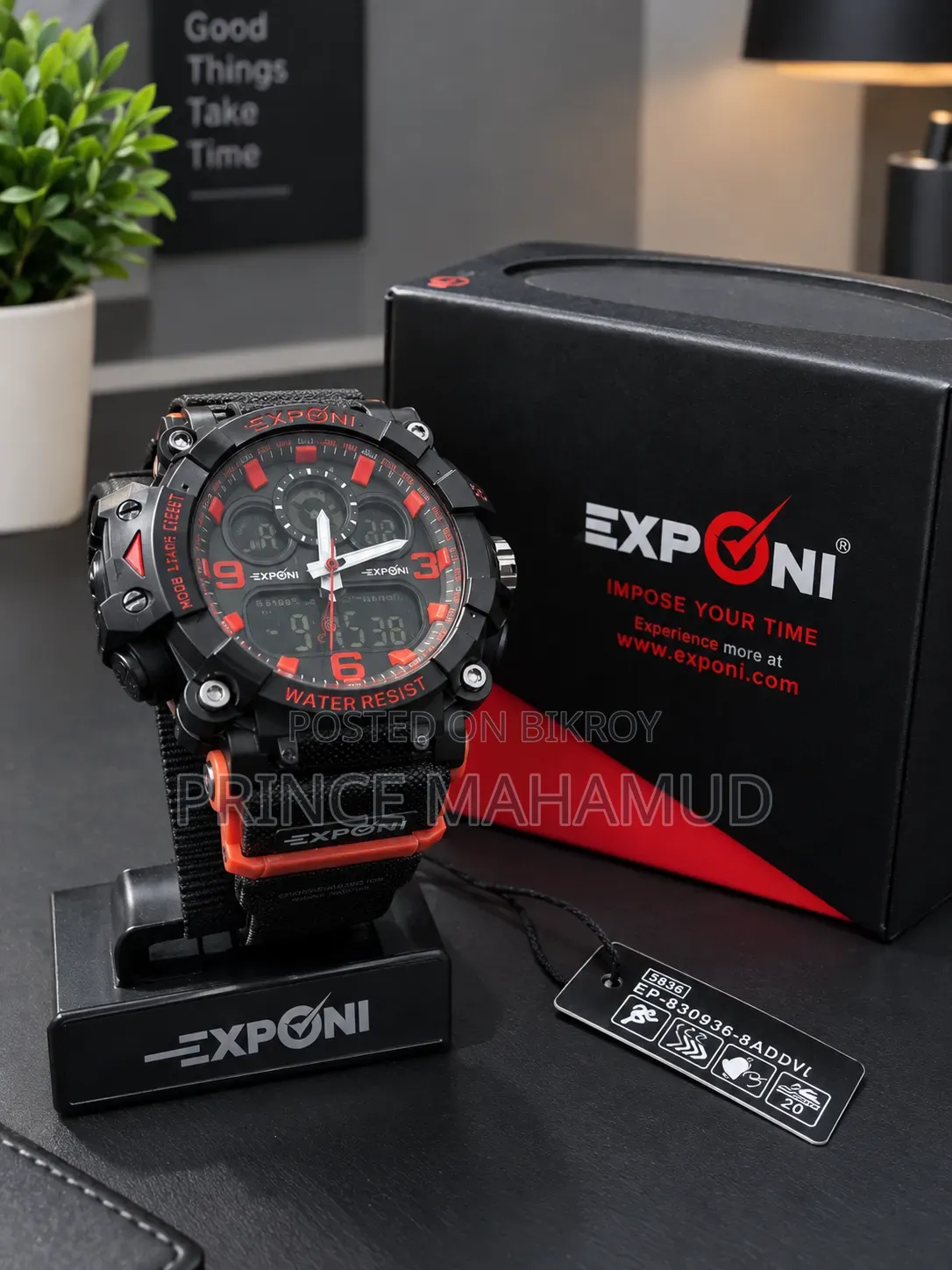 EXPONI Men's Watch – Black Red | New