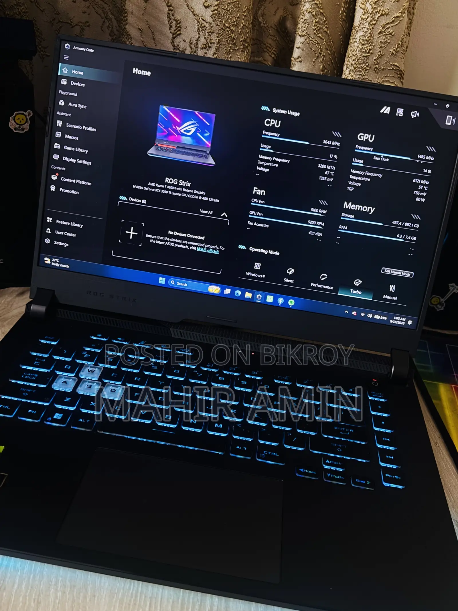 Laptop Asus ROG Strix G15 8GB AMD Ryzen 7 SSD 1TB