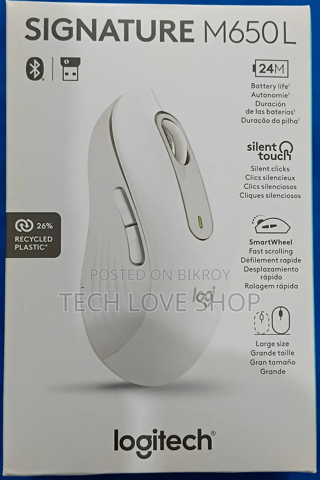 Logitech Signature M650L Silent Wireless Mouse (Large Size)