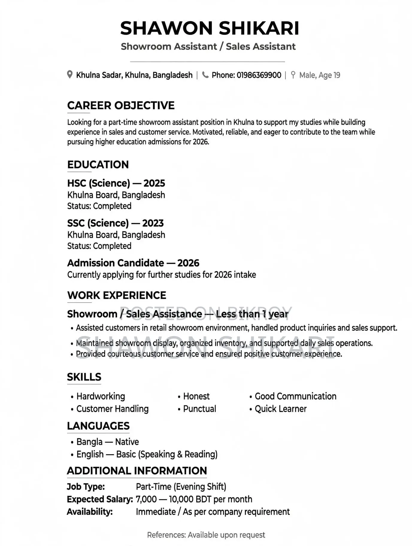 Sales Telemarketing CV