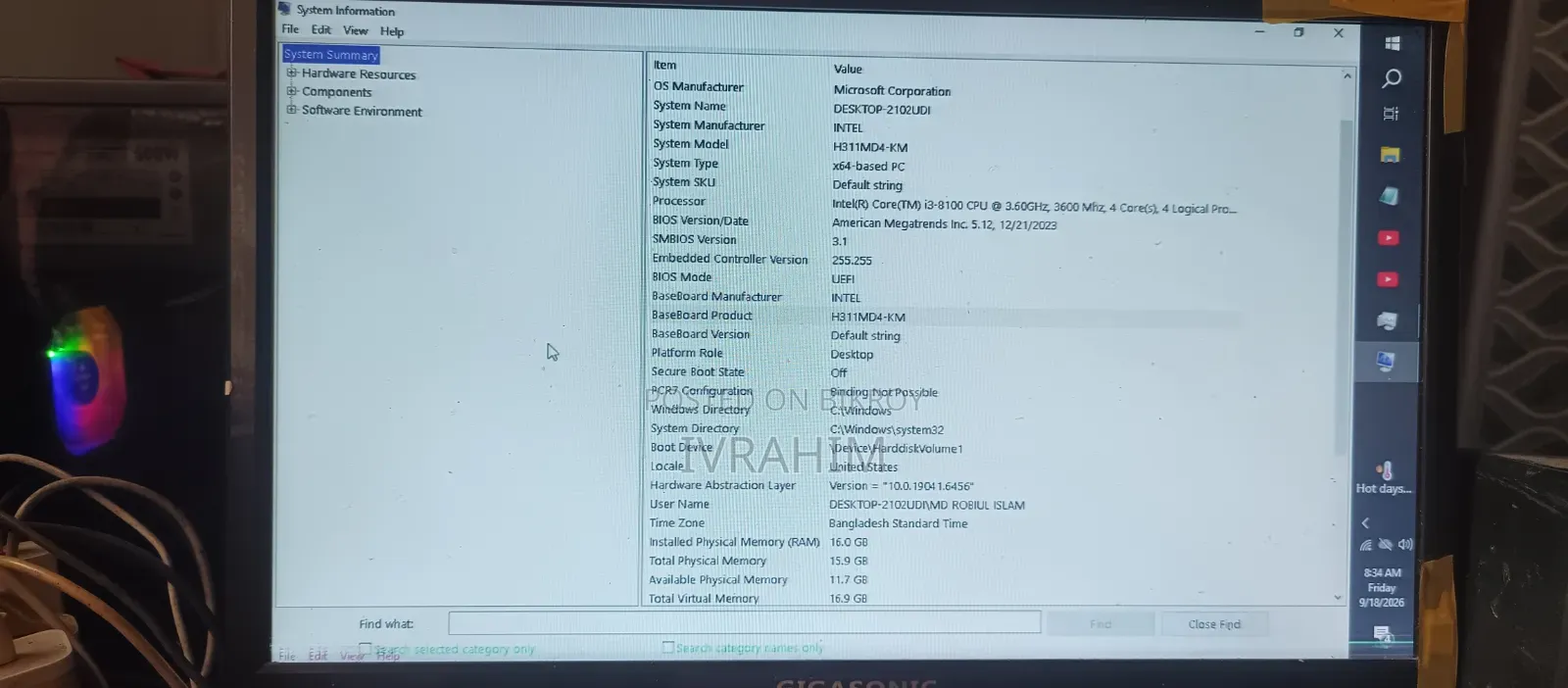 Desktop Computer 16GB Intel Core i3 HDD+SSD 1TB