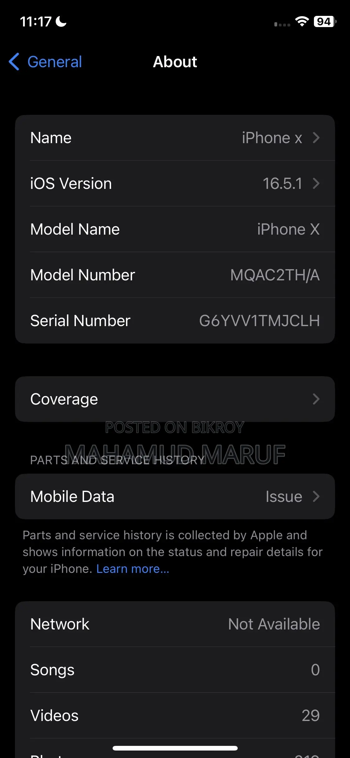 Apple iPhone X 64 GB Black
