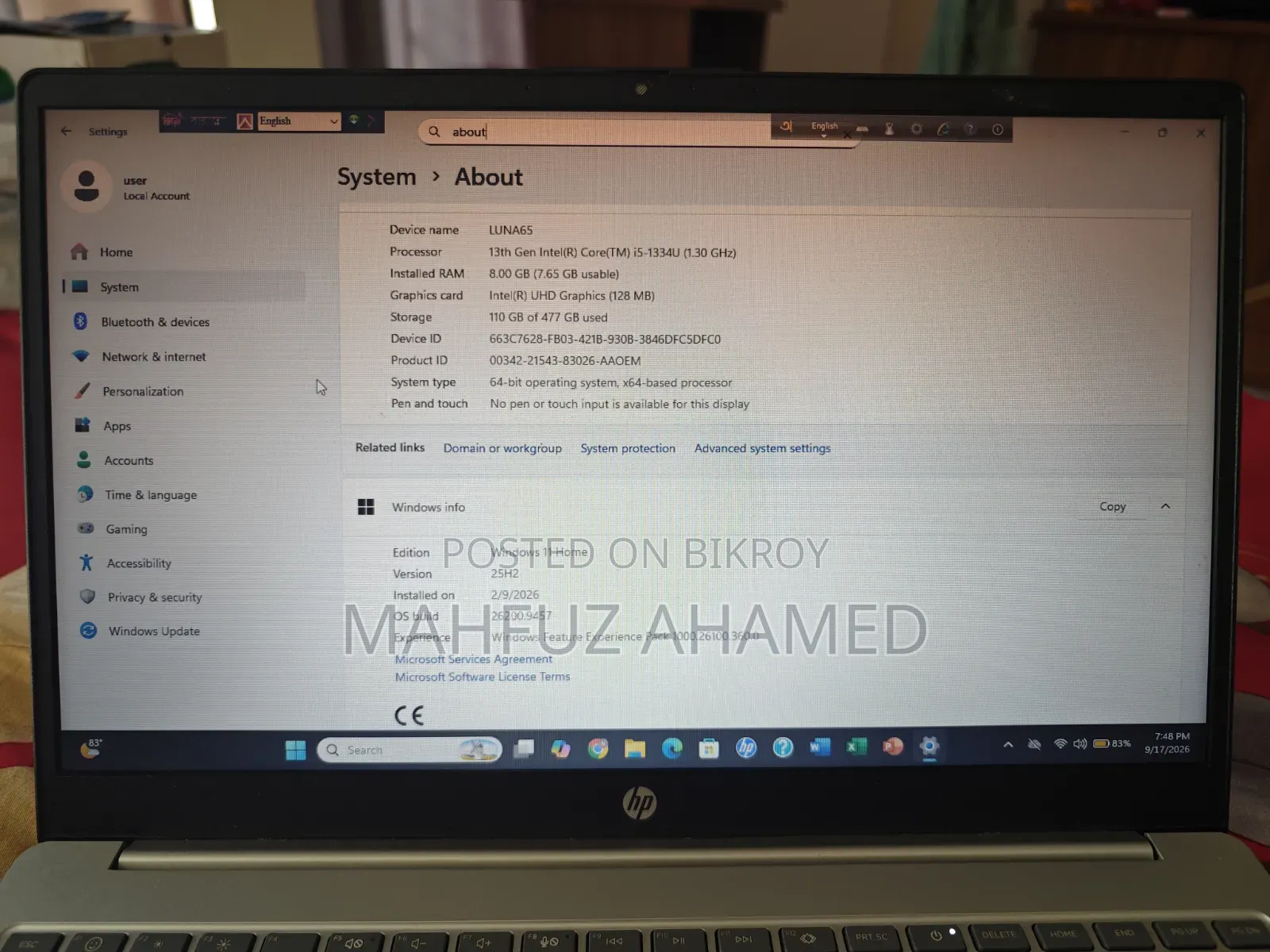 Laptop HP 15 8GB Intel Core i5 SSD 512GB