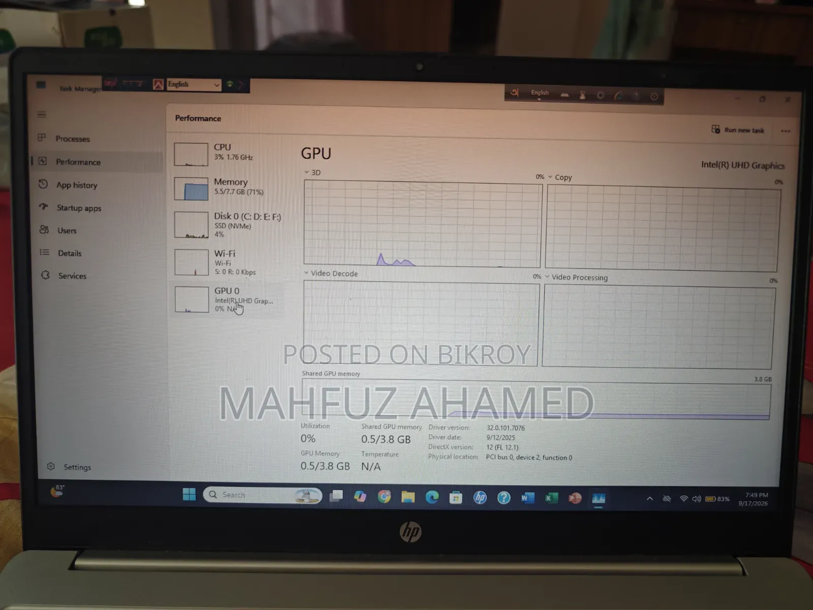 Laptop HP 15 8GB Intel Core i5 SSD 512GB