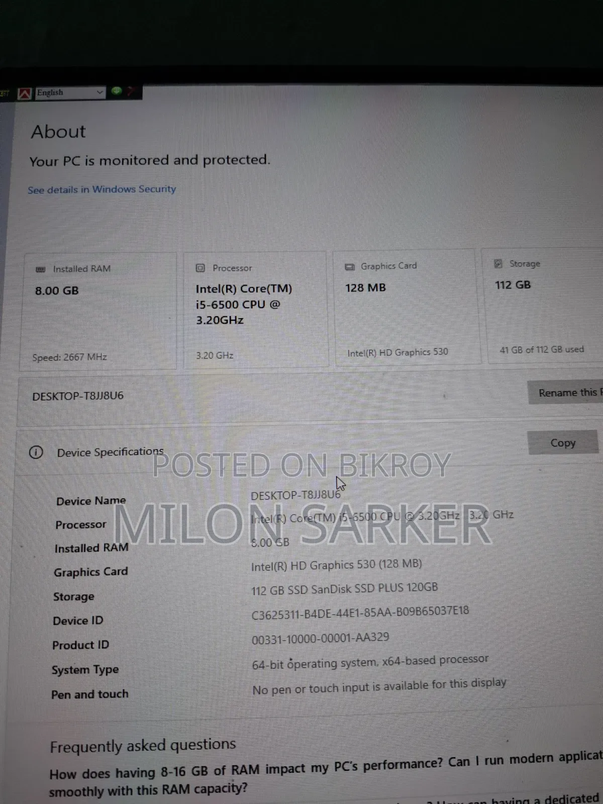 Gigabyte GA-H110MSTX-HD3-ZK 8GB RAM Intel Core i5 Processor 128GB SSD