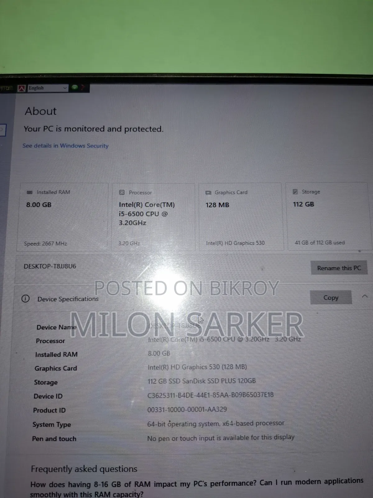 Gigabyte GA-H110MSTX-HD3-ZK 8GB RAM Intel Core i5 Processor 128GB SSD