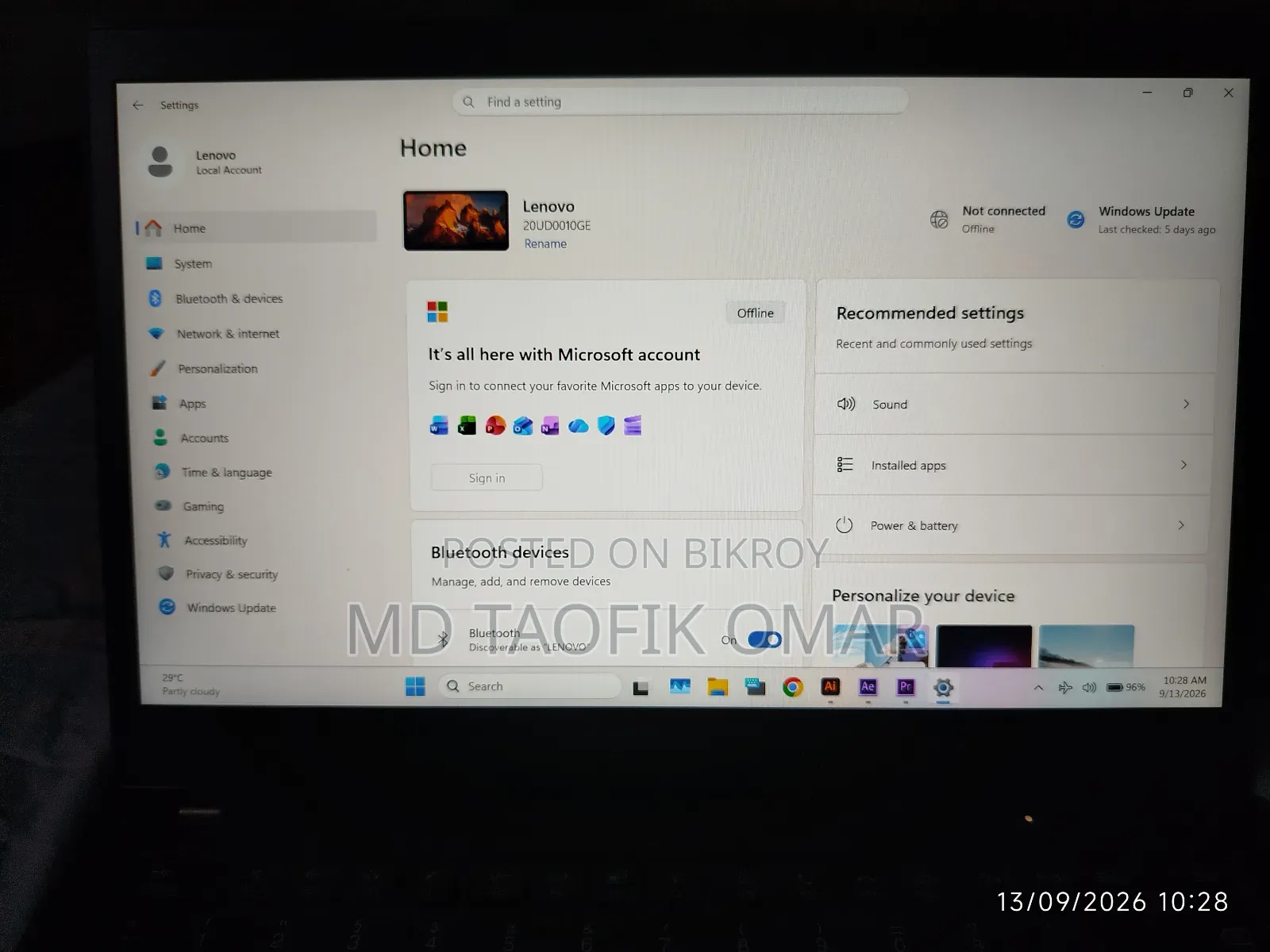 Laptop Lenovo ThinkPad T14 G1 16GB AMD Ryzen 5 SSD 256GB