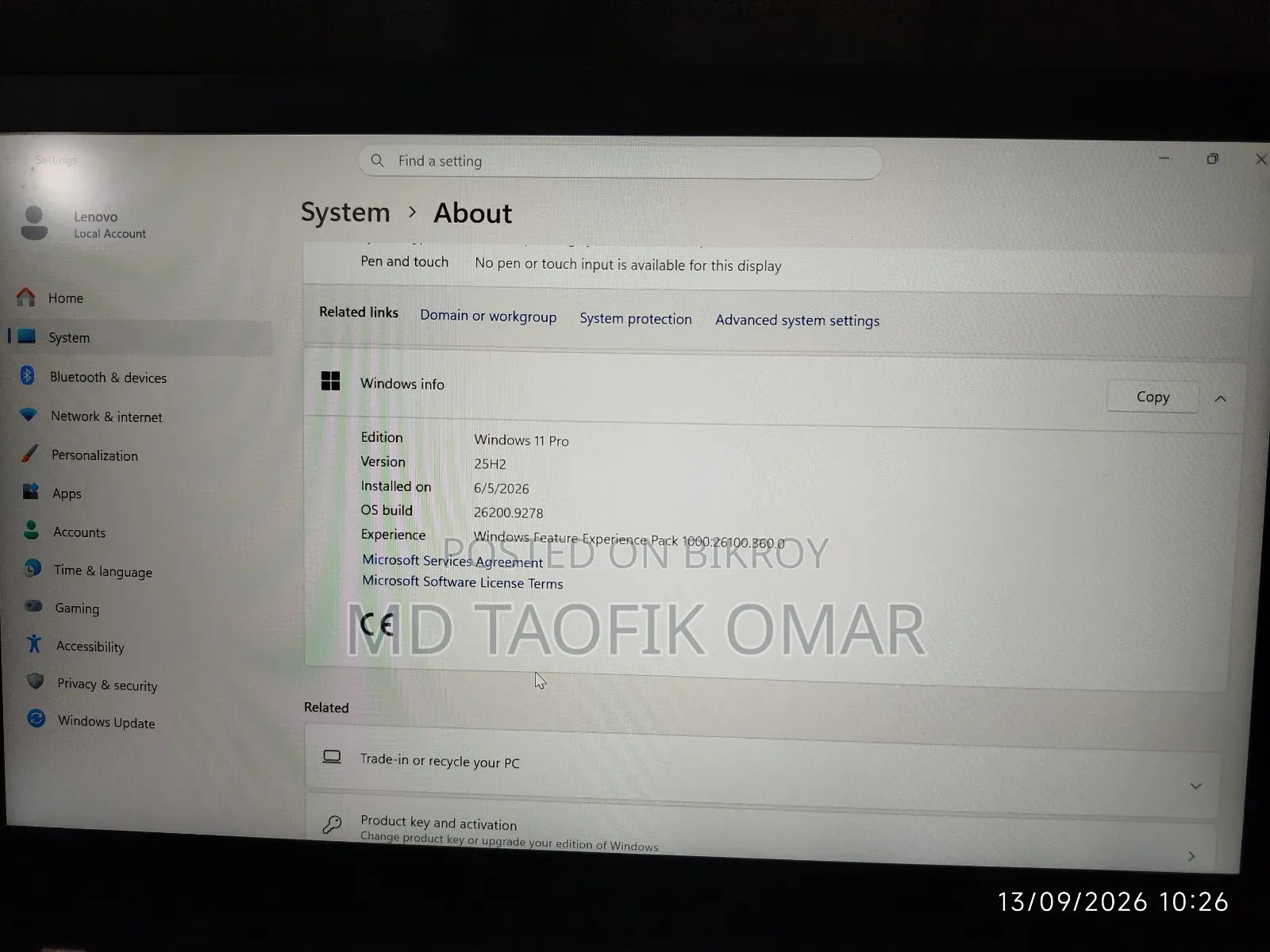 Laptop Lenovo ThinkPad T14 G1 16GB AMD Ryzen 5 SSD 256GB