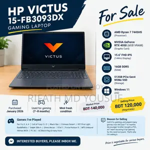 Laptop HP Victus 15 16GB AMD Ryzen 7 SSD 512GB