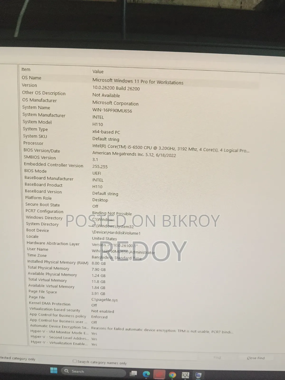 Desktop Computer 8GB Intel Core i5 SSD 256GB