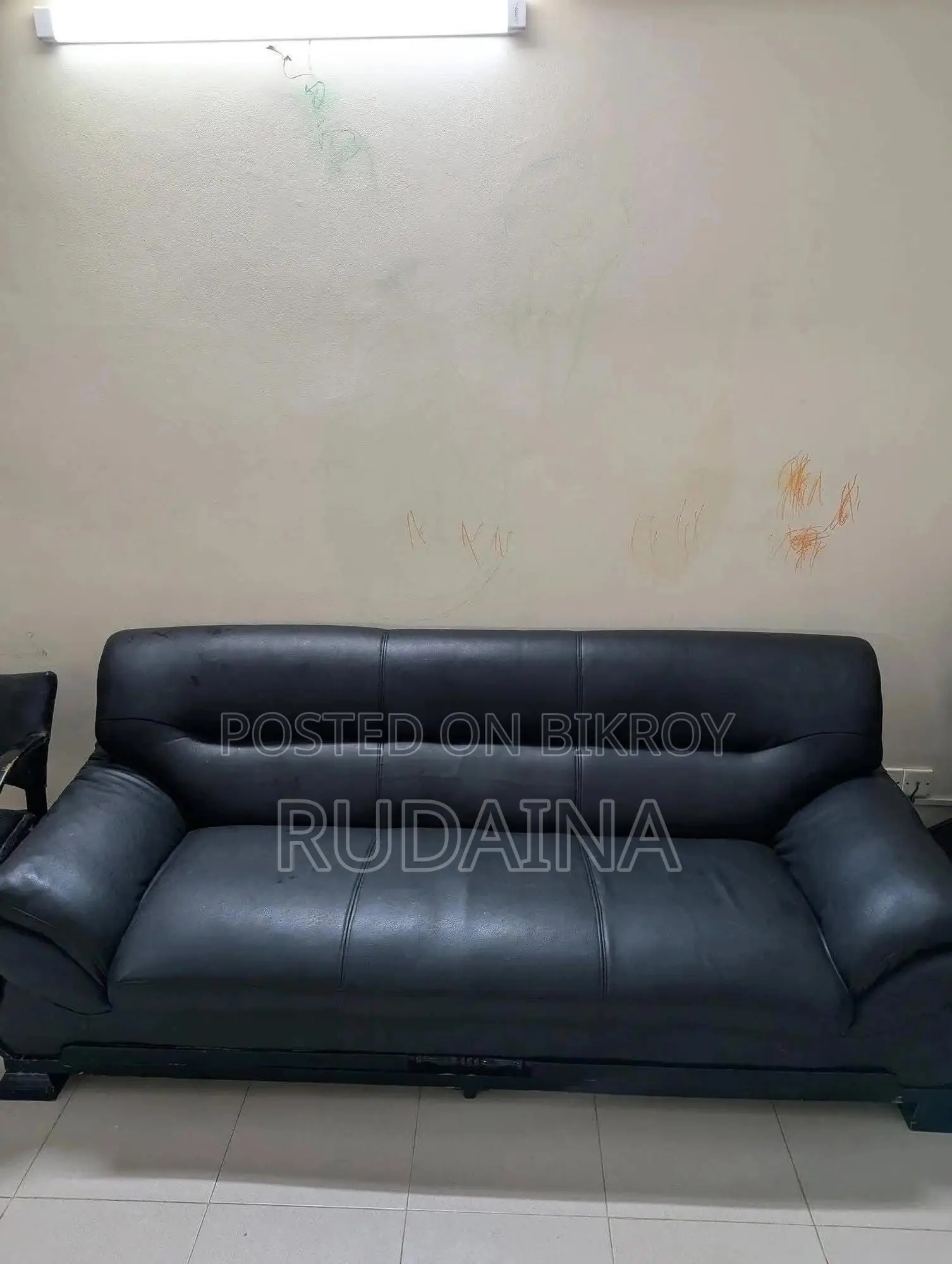 Otobi 3 Seater Black Sofa