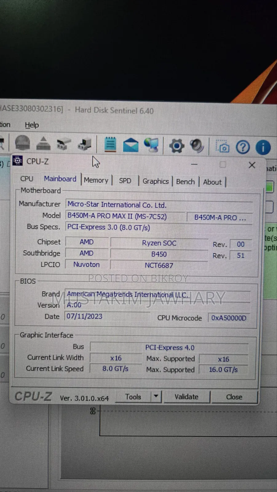 Desktop Computer MSI model 8GB AMD Ryzen 5 HDD+SSD 3T