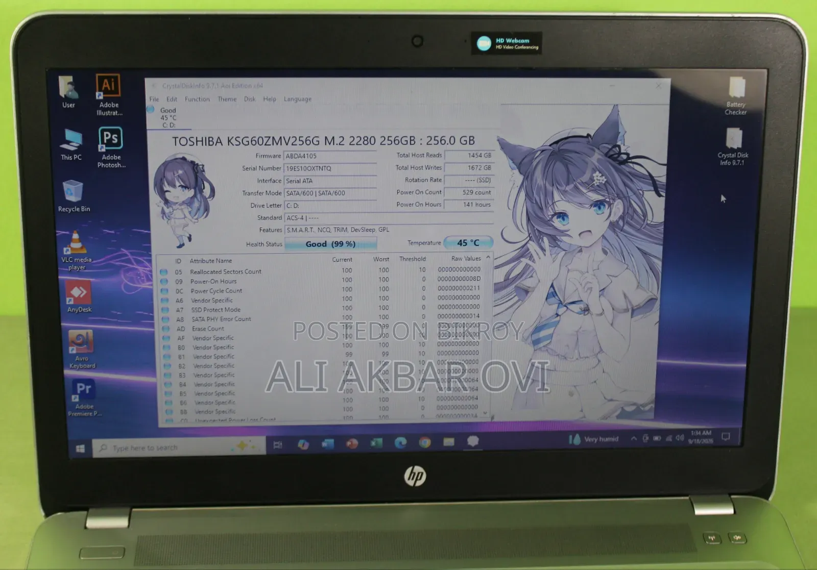 Laptop HP ProBook 450 G4 8GB Intel Core i5 SSD 256GB