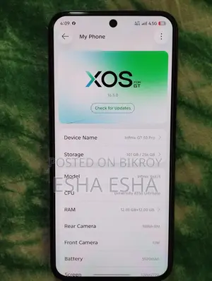ইনফিনিক্স জিটি ৩০ প্রো ২৫৬ জিবি ব্ল্যাক