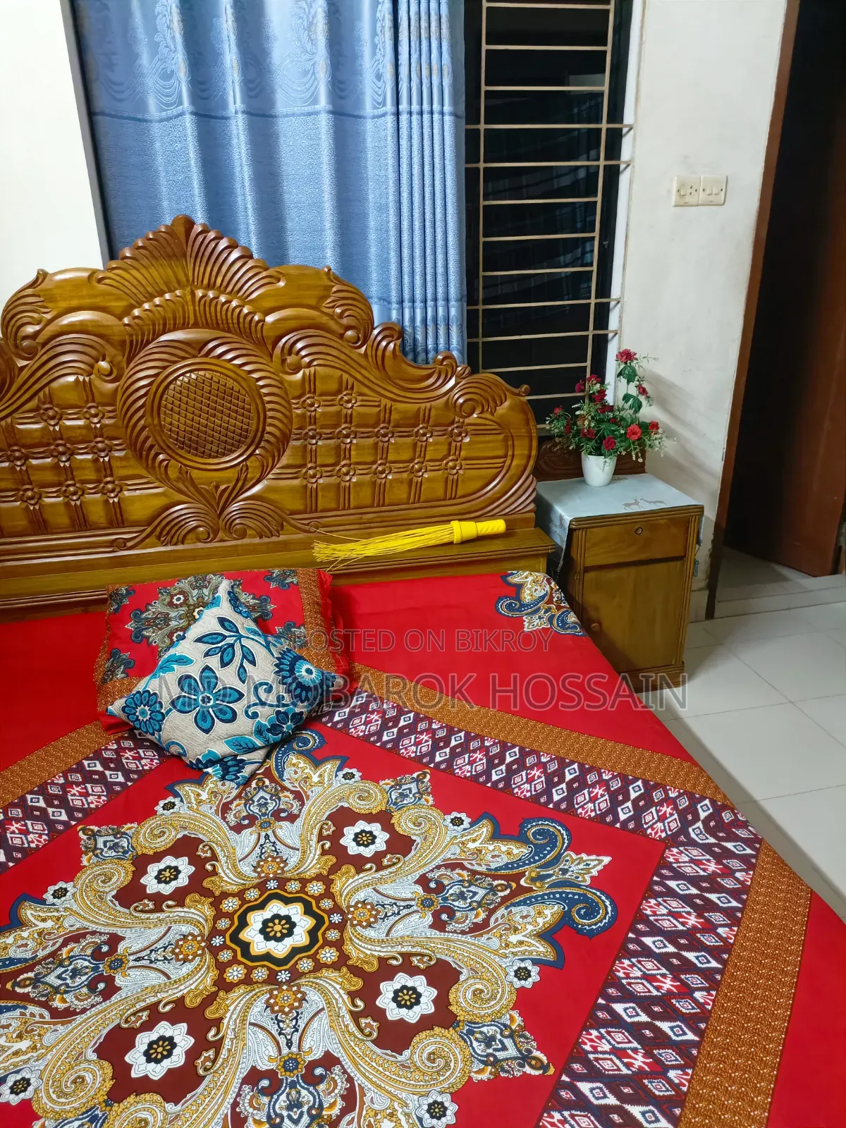 Wooden Bed 6 feet by 7 feet