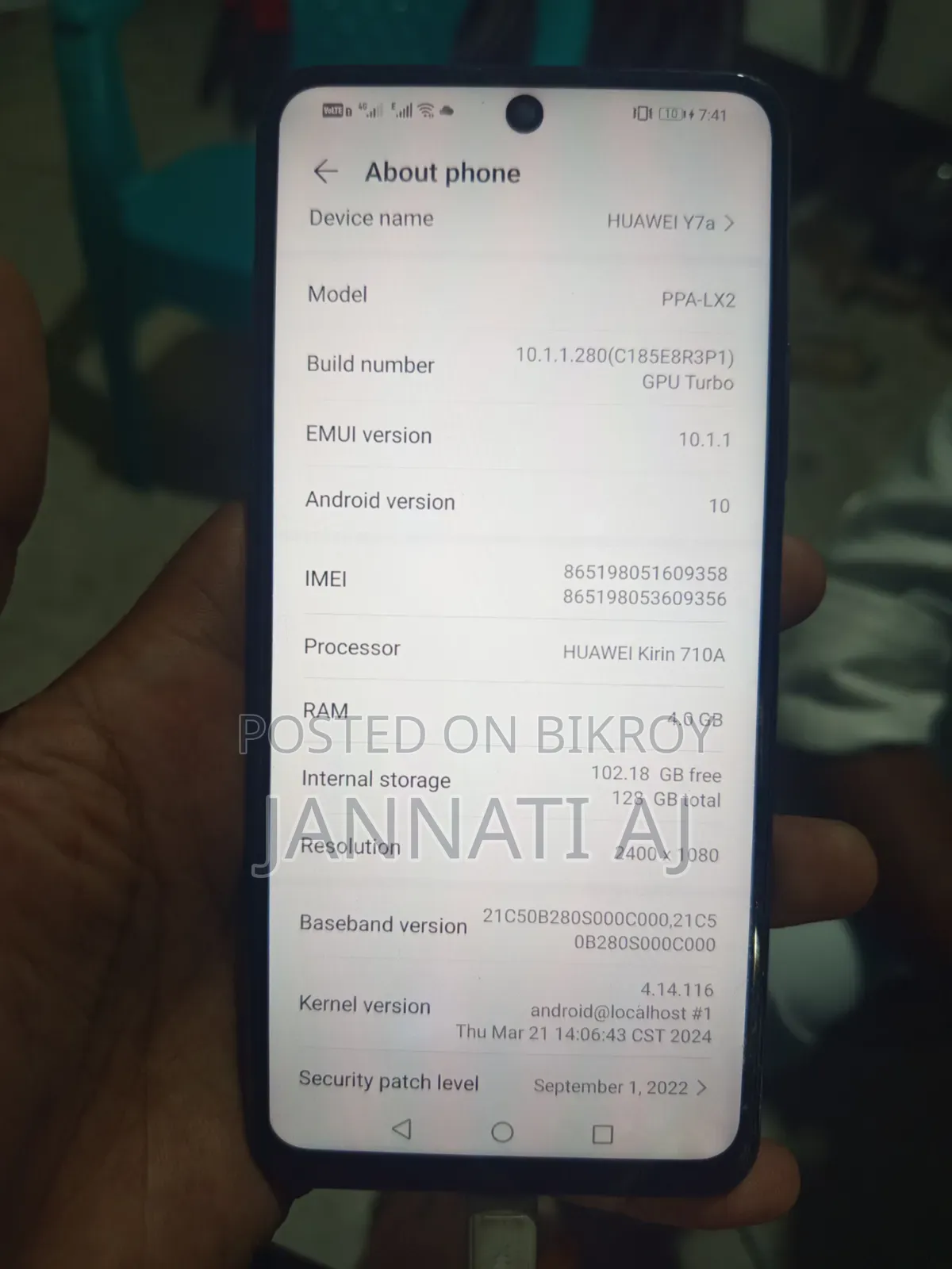 Huawei Y7a 128 GB Blue