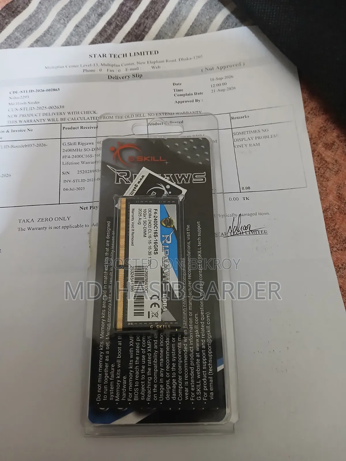 Ram Ddr4 g.skill Ripjaws 16gb