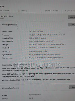 Desktop Computer 8GB Intel Core i3 SSD 512GB